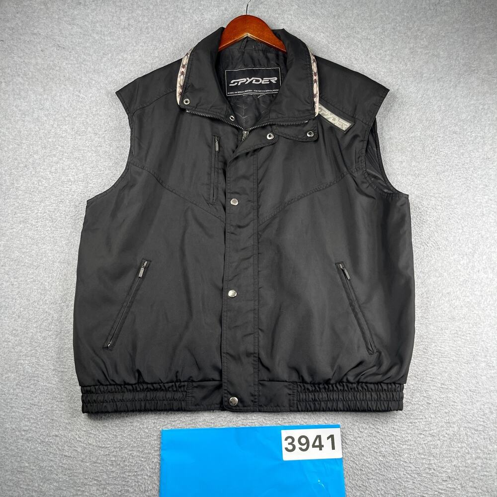 Spyder Vest Windbreaker Style Black Full Zip Pockets Casual Mens 2XL Nylon